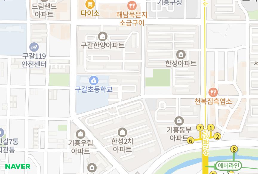 경기도 용인시 기흥구 구갈동 두원2차 위치·실거래 시세 지도