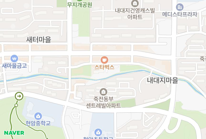 경기도 용인시 수지구 죽전동 내대지마을우미이노스빌6차 위치·실거래 시세 지도