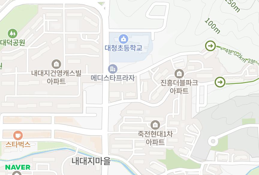 경기도 용인시 수지구 죽전동 내대지마을정석베르데파크 위치·실거래 시세 지도