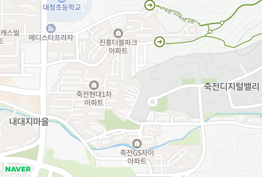 경기도 용인시 수지구 죽전동 현대홈타운 위치·실거래 시세 지도