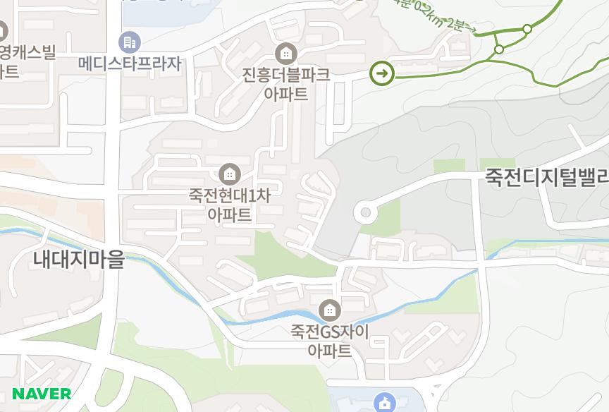 경기도 용인시 수지구 죽전동 현대홈타운202차 위치·실거래 시세 지도