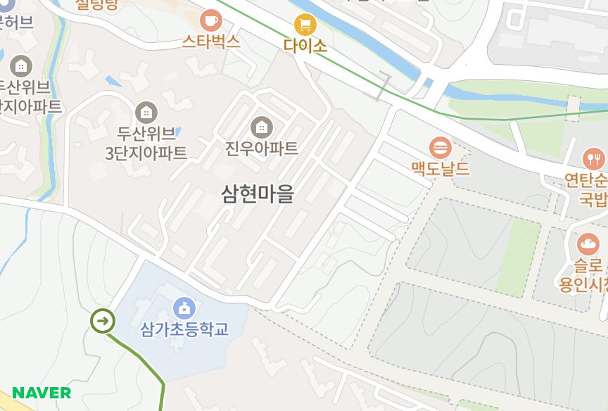 경기도 용인시 처인구 삼가동 행정타운늘푸른오스카빌1단지 위치·실거래 시세 지도