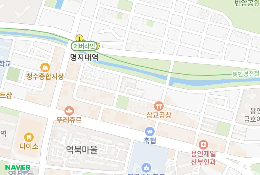 경기도 용인시 처인구 역북동 삼아맨숀 위치·실거래 시세 지도