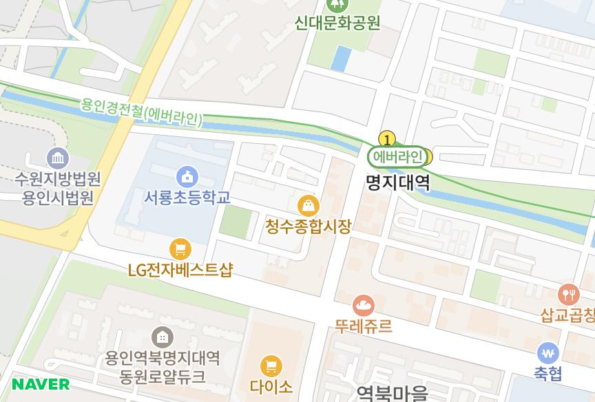 경기도 용인시 처인구 역북동 청수라이프 위치·실거래 시세 지도