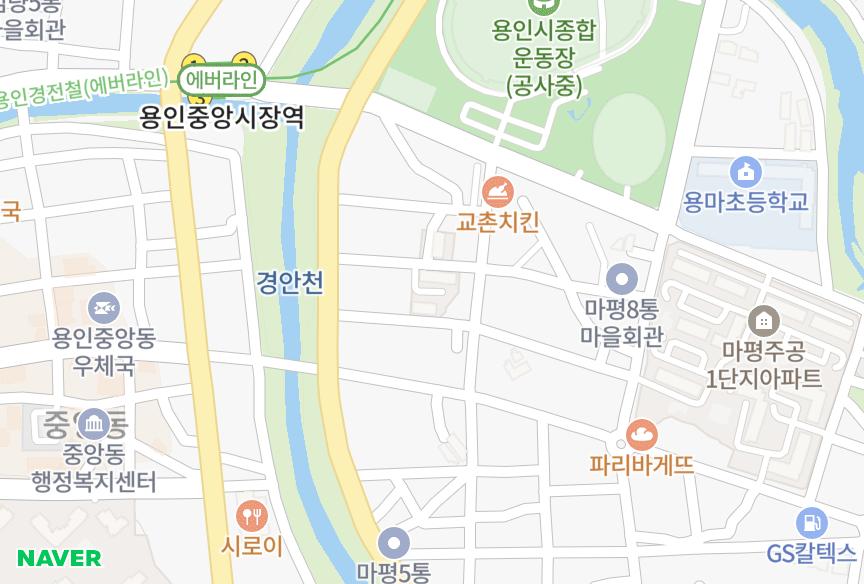 경기도 용인시 처인구 마평동 동남 위치·실거래 시세 지도