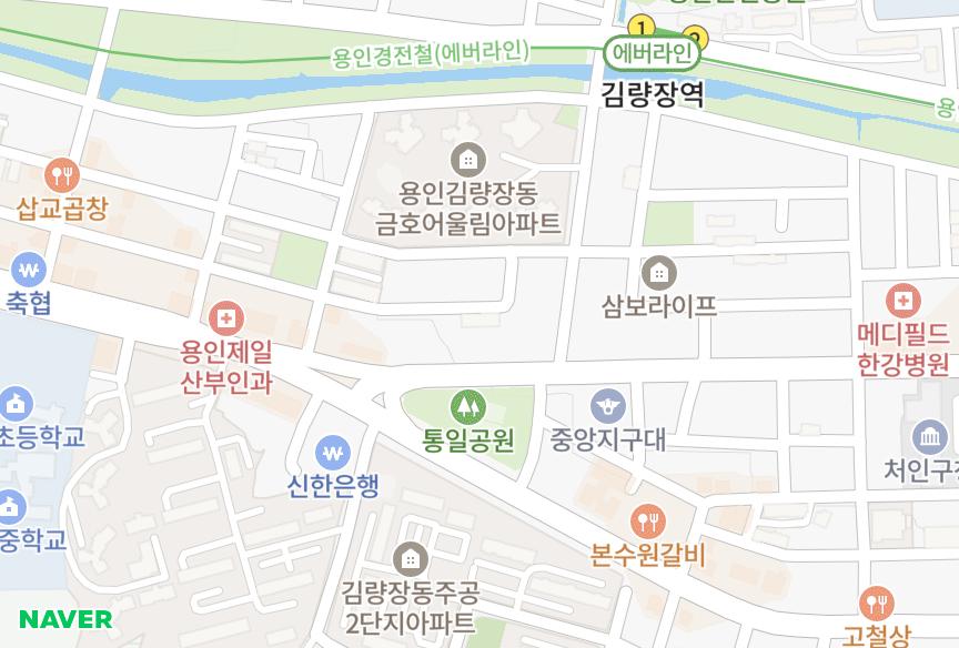경기도 용인시 처인구 김량장동 동산5차 위치·실거래 시세 지도