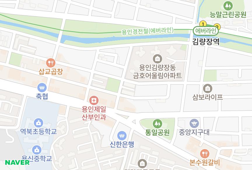 경기도 용인시 처인구 김량장동 유장파크맨션 위치·실거래 시세 지도