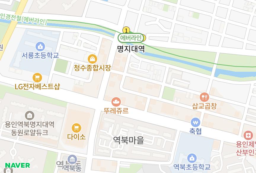 경기도 용인시 처인구 역북동 유장아름맨션 위치·실거래 시세 지도