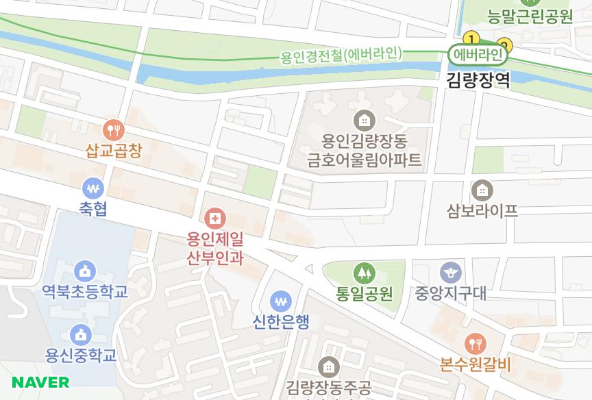 경기도 용인시 처인구 김량장동 유장파크맨션2동 위치·실거래 시세 지도