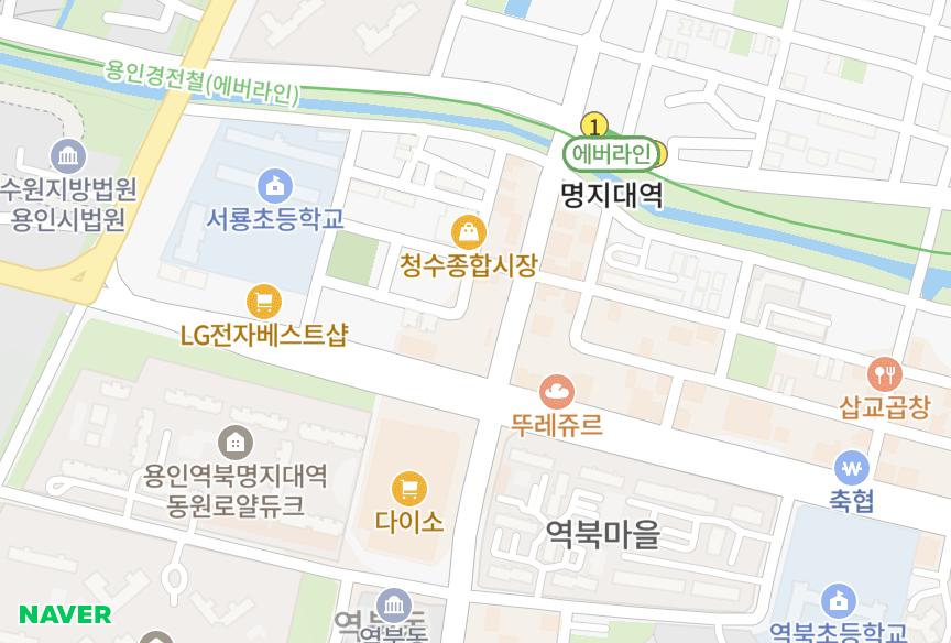 경기도 용인시 처인구 역북동 도시공간맨션 위치·실거래 시세 지도