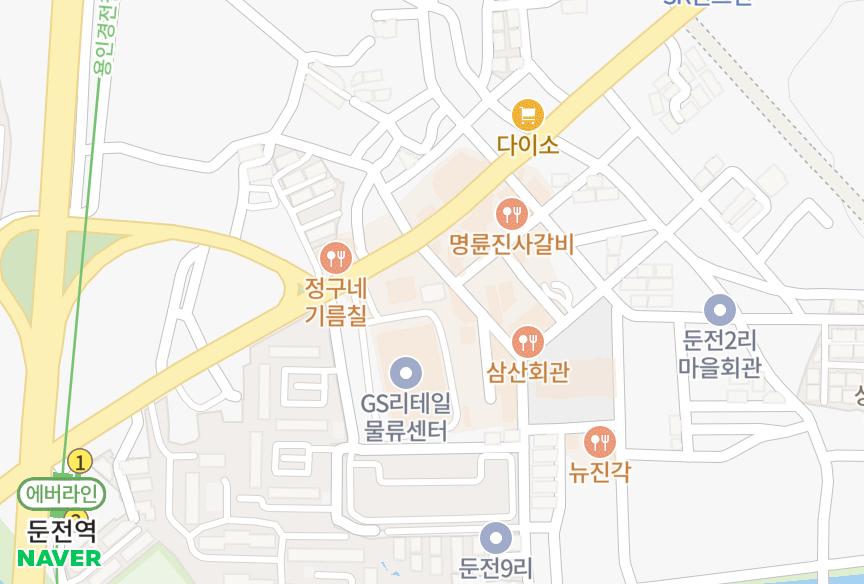 경기도 용인시 처인구 포곡읍 둔전리 서광맨숀 위치·실거래 시세 지도