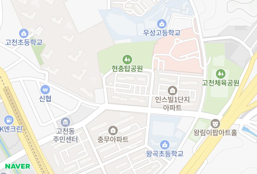 경기도 의왕시 왕곡동 인스빌2단지 위치·실거래 시세 지도