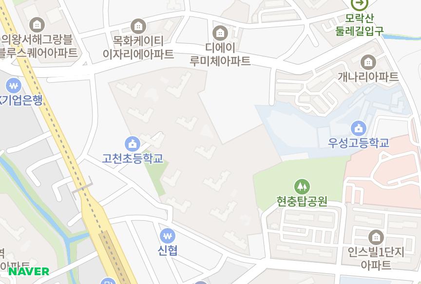 경기도 의왕시 고천동 영광 위치·실거래 시세 지도