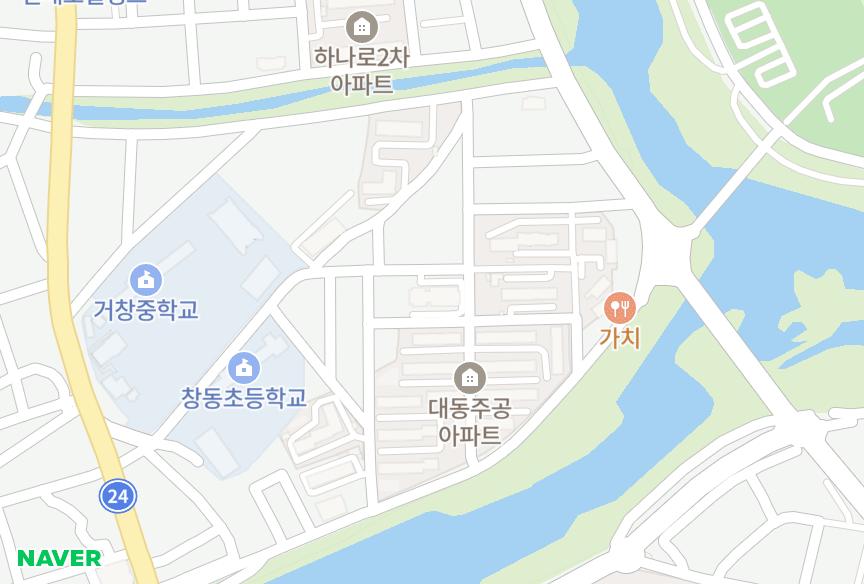 경상남도 거창군 거창읍 대동리 한성타운 위치·실거래 시세 지도
