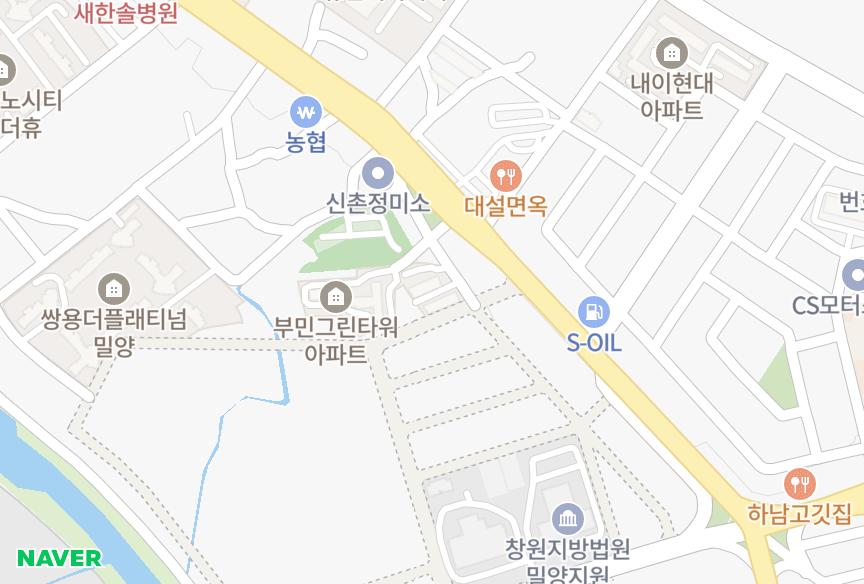 경상남도 밀양시 내이동 신촌 위치·실거래 시세 지도