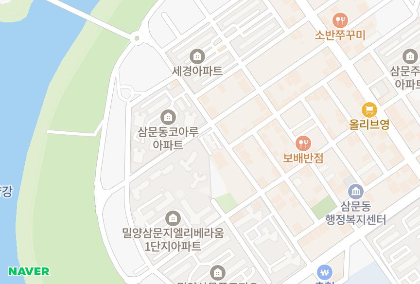 경상남도 밀양시 삼문동 아이리스여울 위치·실거래 시세 지도