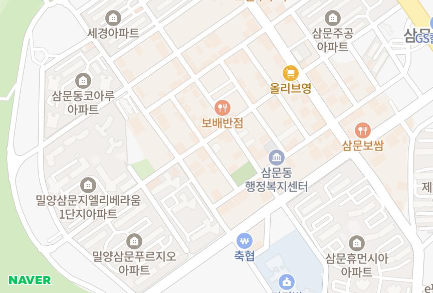 경상남도 밀양시 삼문동 동화팰리스2차 위치·실거래 시세 지도
