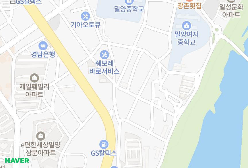 경상남도 밀양시 삼문동 성원플러스7차 위치·실거래 시세 지도