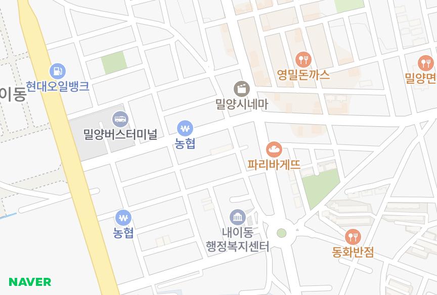경상남도 밀양시 내이동 영남 위치·실거래 시세 지도