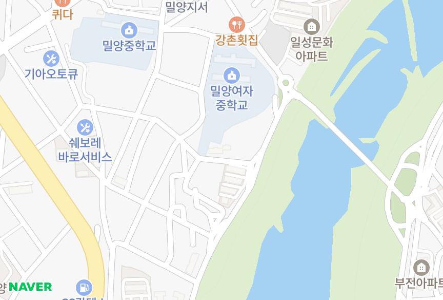 경상남도 밀양시 삼문동 동화팰리스6차 위치·실거래 시세 지도