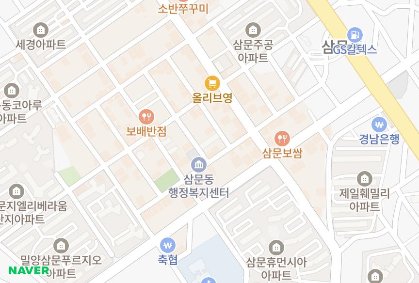 경상남도 밀양시 삼문동 동화팰리스 위치·실거래 시세 지도