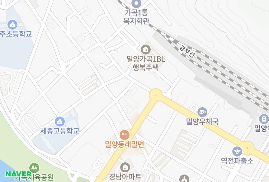 경상남도 밀양시 가곡동 세종 위치·실거래 시세 지도