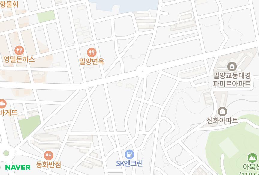 경상남도 밀양시 내이동 휴엔홈 위치·실거래 시세 지도