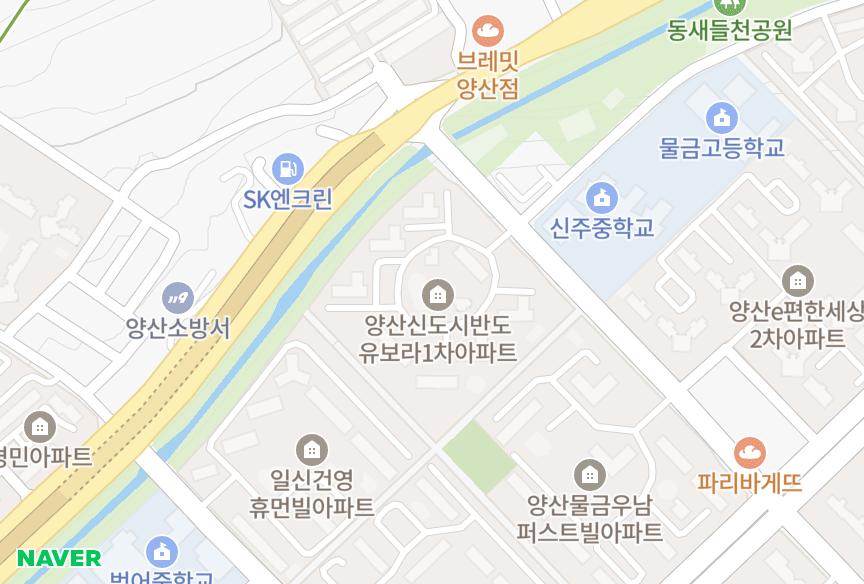 경상남도 양산시 물금읍 범어리 양산신도시반도유보라1차 위치·실거래 시세 지도