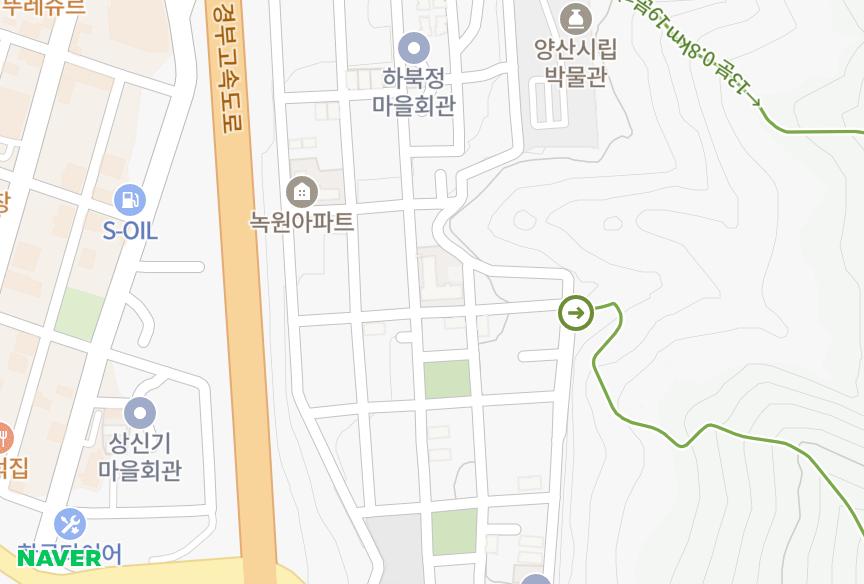 경상남도 양산시 북정동 동부 위치·실거래 시세 지도