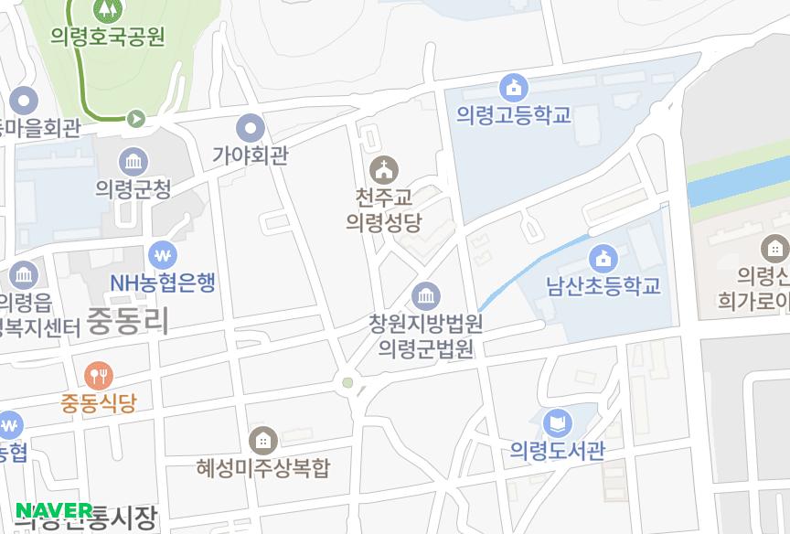 경상남도 의령군 의령읍 동동리 청운빌라 위치·실거래 시세 지도