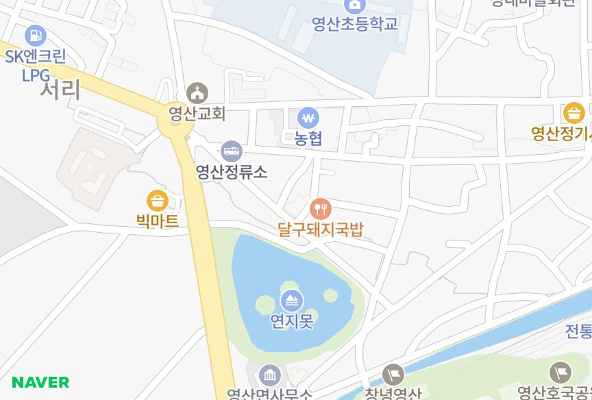경상남도 창녕군 영산면 서리 중앙상가 위치·실거래 시세 지도