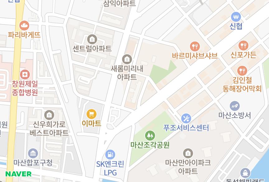 경상남도 창원시 마산합포구 신포동1가 신우희가로밀리온 위치·실거래 시세 지도