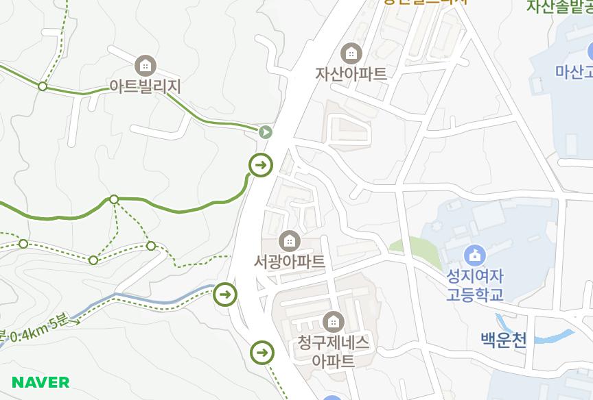 경상남도 창원시 마산합포구 완월동 전원파크맨션 위치·실거래 시세 지도