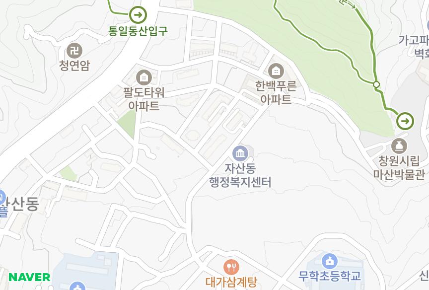 경상남도 창원시 마산합포구 자산동 한백4차 위치·실거래 시세 지도