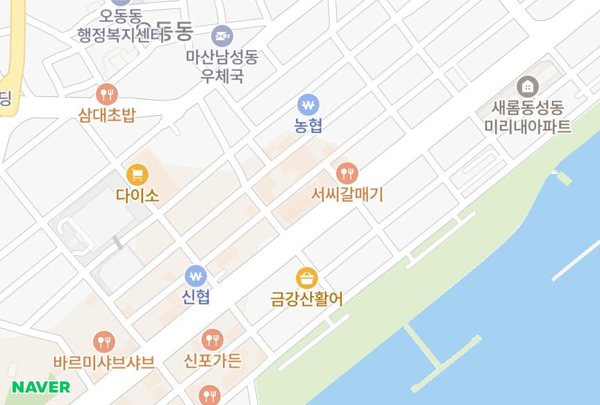 경상남도 창원시 마산합포구 남성동 한백마리나타운 위치·실거래 시세 지도