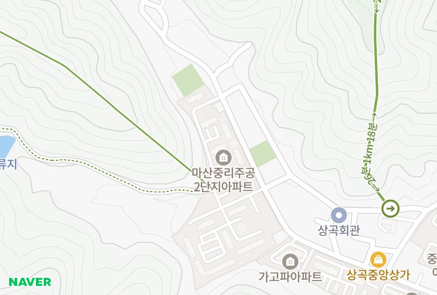 경상남도 창원시 마산회원구 내서읍 상곡리 중리근로복지 위치·실거래 시세 지도