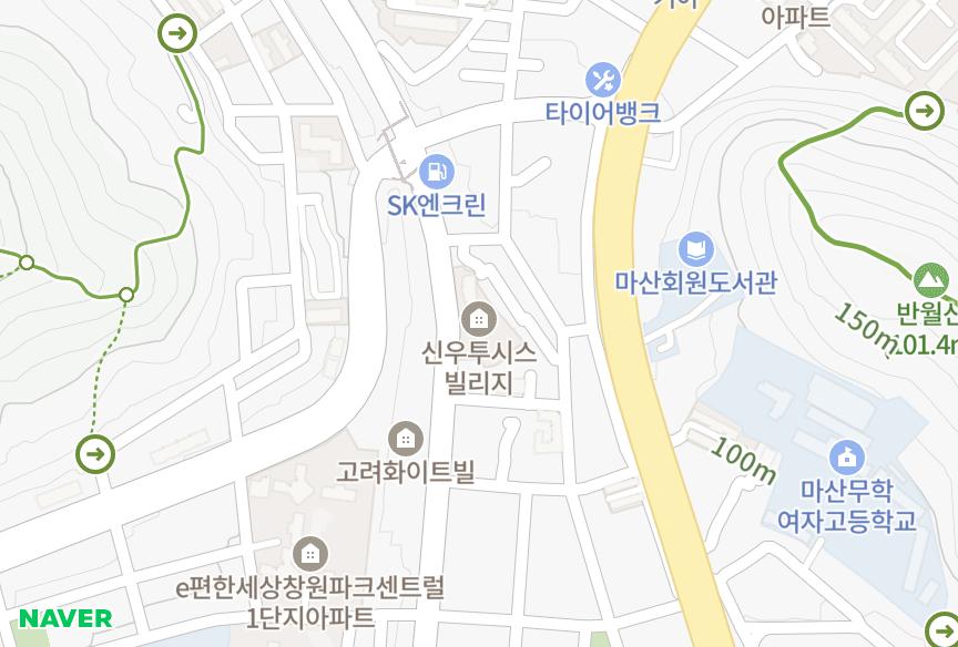 경상남도 창원시 마산회원구 회원동 신우투시스빌리지 위치·실거래 시세 지도