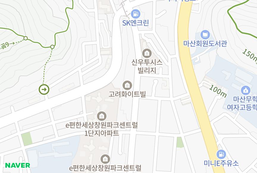 경상남도 창원시 마산회원구 회원동 고려화이트빌 위치·실거래 시세 지도