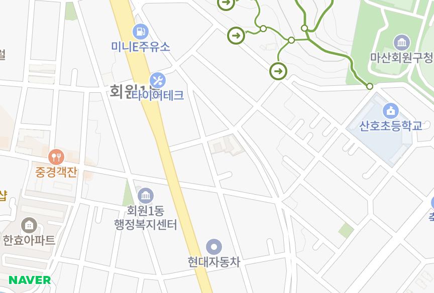 경상남도 창원시 마산회원구 회원동 남광B동 위치·실거래 시세 지도