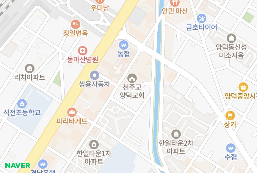 경상남도 창원시 마산회원구 양덕동 한효국화 위치·실거래 시세 지도