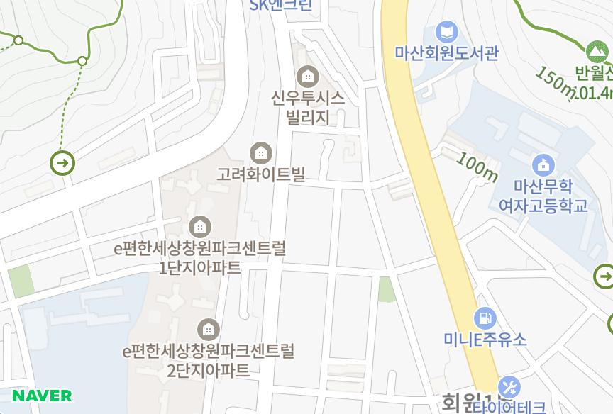 경상남도 창원시 마산회원구 회원동 회원준맨션 위치·실거래 시세 지도
