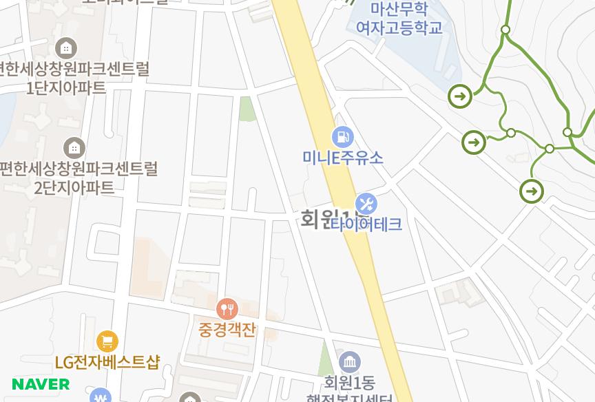 경상남도 창원시 마산회원구 회원동 대교 위치·실거래 시세 지도