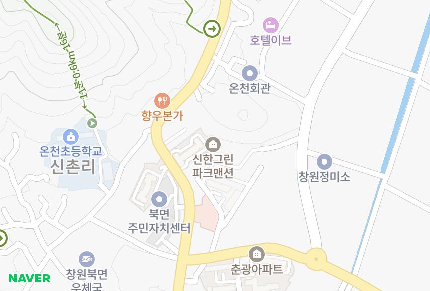 경상남도 창원시 의창구 북면 신촌리 신한그린파크맨션 위치·실거래 시세 지도