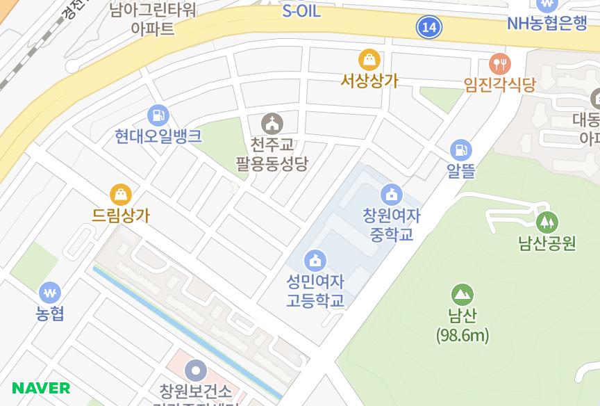 경상남도 창원시 의창구 팔용동 국제 위치·실거래 시세 지도