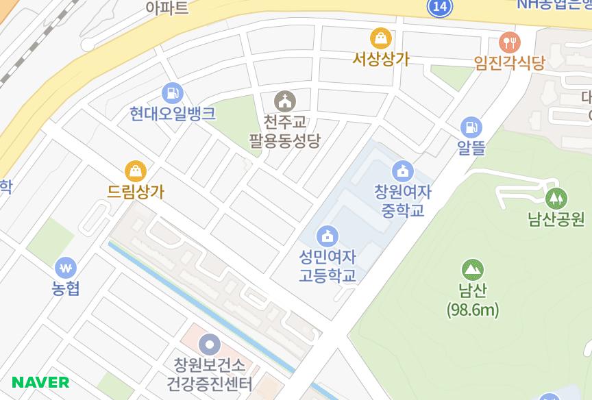 경상남도 창원시 의창구 팔용동 남산빌라 위치·실거래 시세 지도