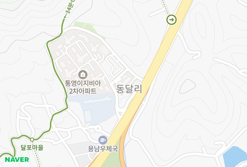 경상남도 통영시 용남면 동달리 동남전원맨션1차 위치·실거래 시세 지도