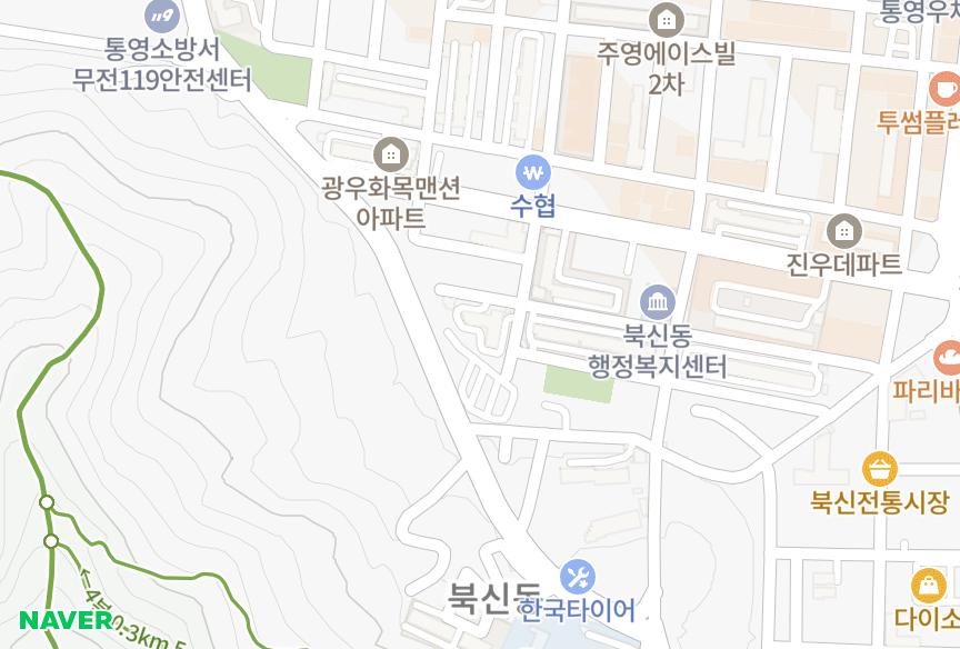 경상남도 통영시 북신동 진우보라맨션 위치·실거래 시세 지도