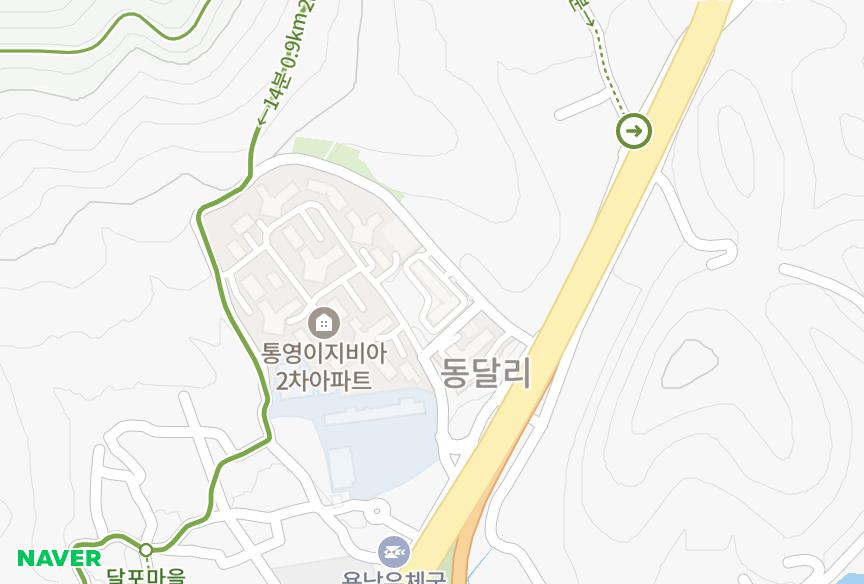 경상남도 통영시 용남면 동달리 동남전원맨션2차 위치·실거래 시세 지도