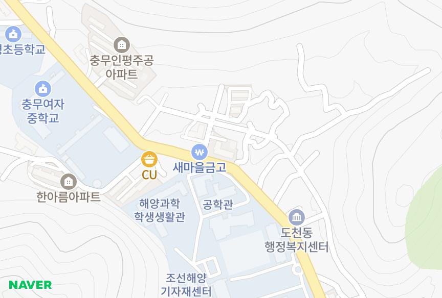 경상남도 통영시 인평동 한실 위치·실거래 시세 지도
