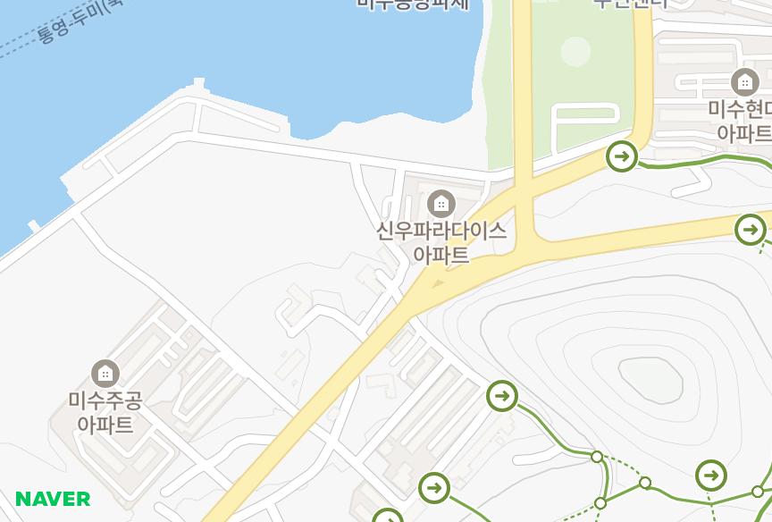 경상남도 통영시 미수동 뉴월드빌 위치·실거래 시세 지도